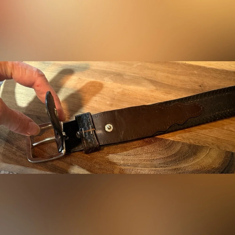 Grant’s Leather | Men’s/Unisex Western Leather Belt w/Woven Horse Hair, Size 46